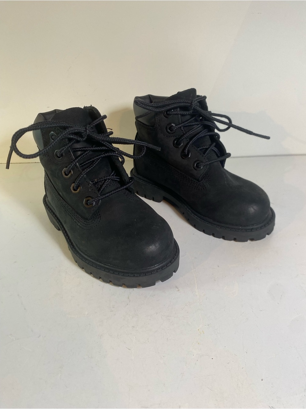 Timberland Toddler 6-Inch Premium Waterproof Black Leather Boots Size 8